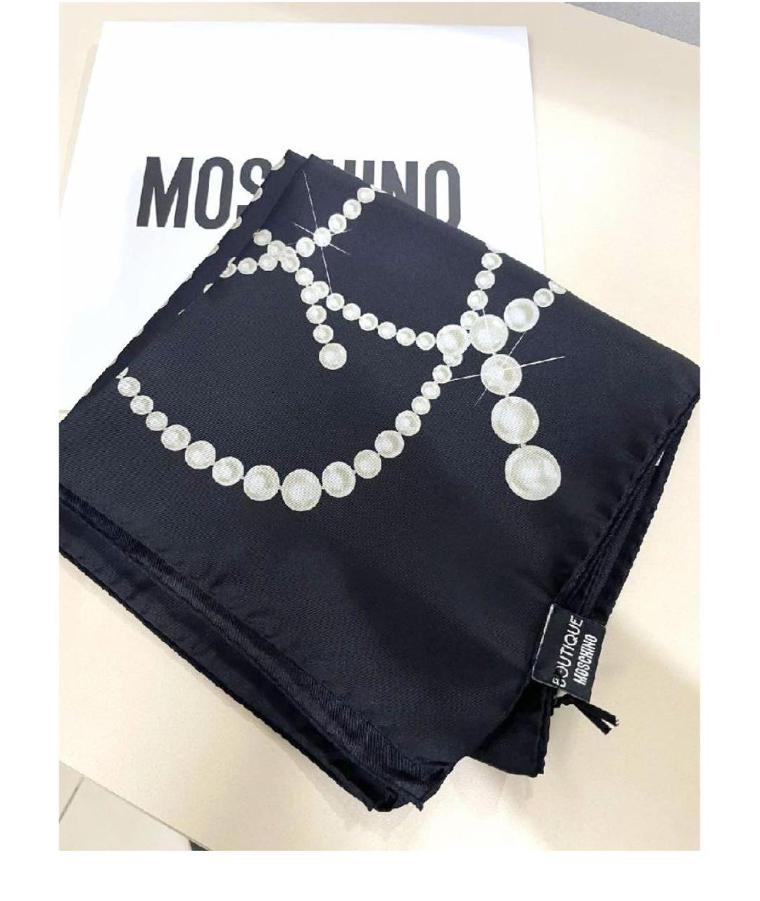 BOUTIQUE MOSCHINO Черный шелковый платок, фото 3