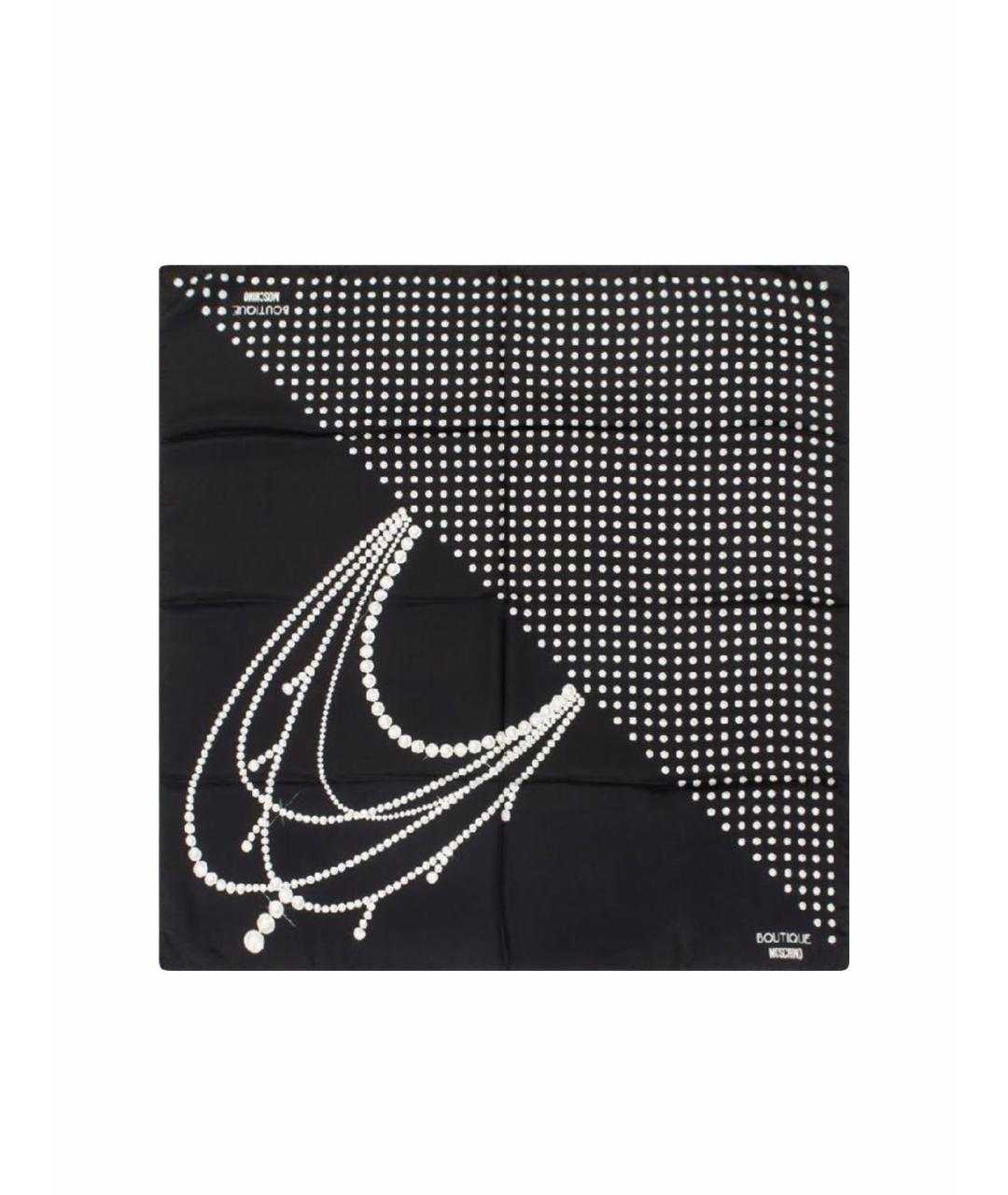 BOUTIQUE MOSCHINO Черный шелковый платок, фото 1