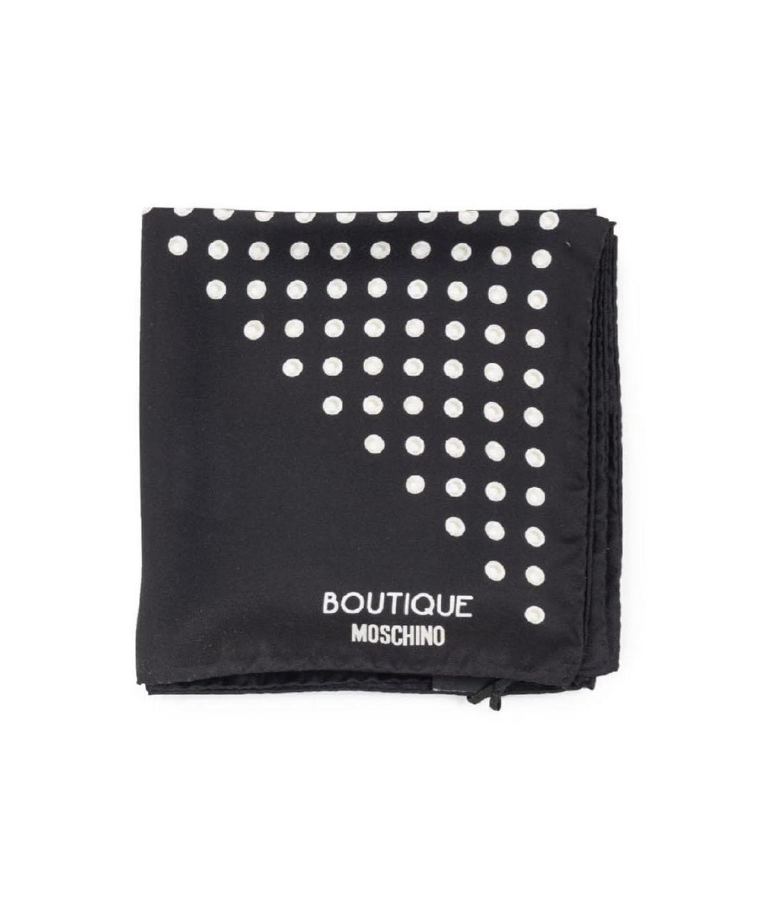 BOUTIQUE MOSCHINO Черный шелковый платок, фото 2