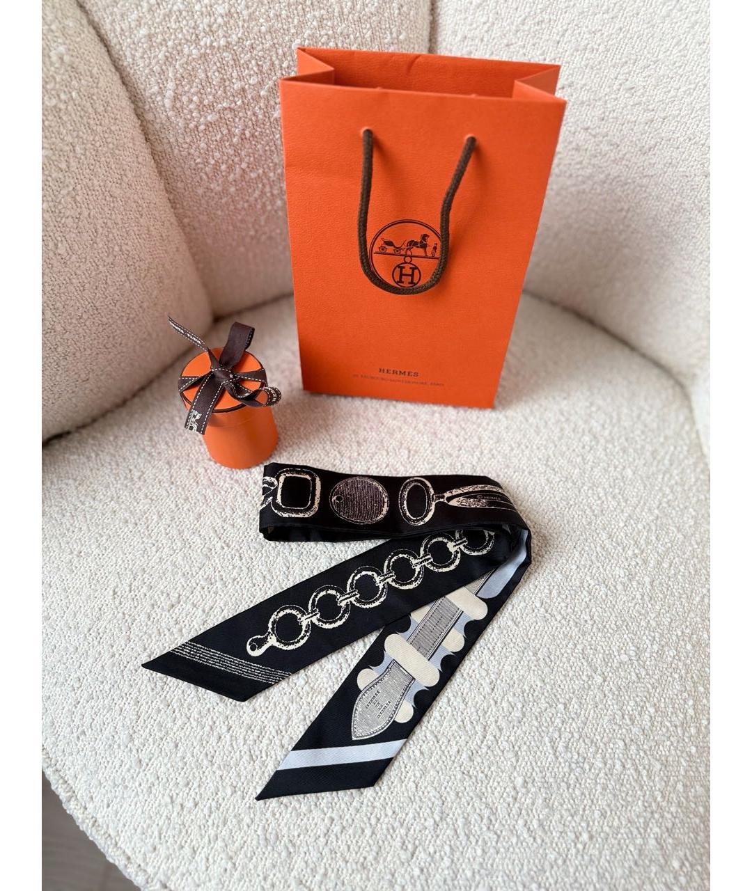 HERMES Черный платок, фото 2