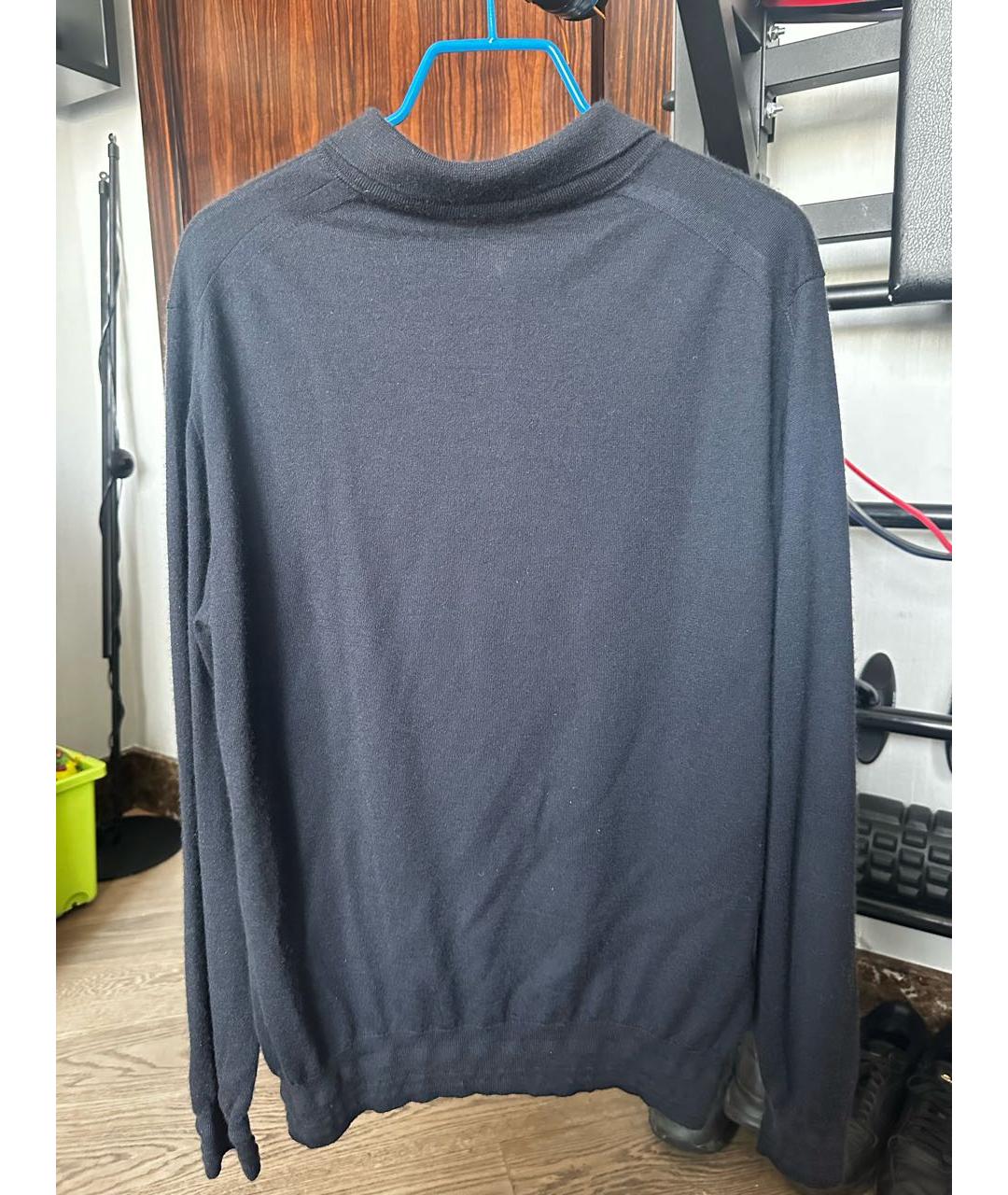 BRIONI Темно-синее хлопковое поло с длинным рукавом, фото 2