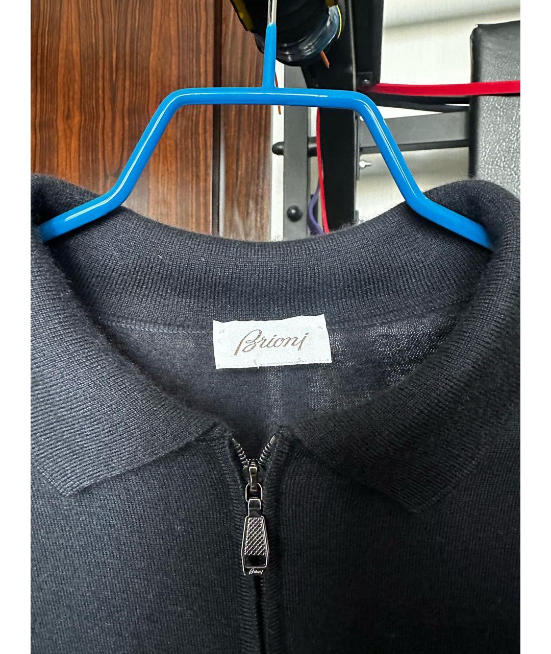 BRIONI Темно-синее хлопковое поло с длинным рукавом, фото 3