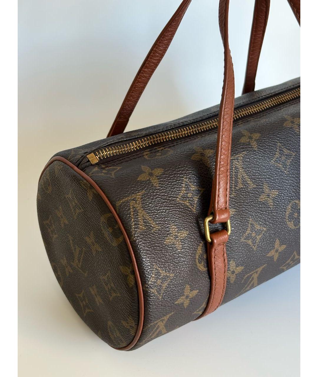 LOUIS VUITTON Коричневая кожаная сумка с короткими ручками, фото 4