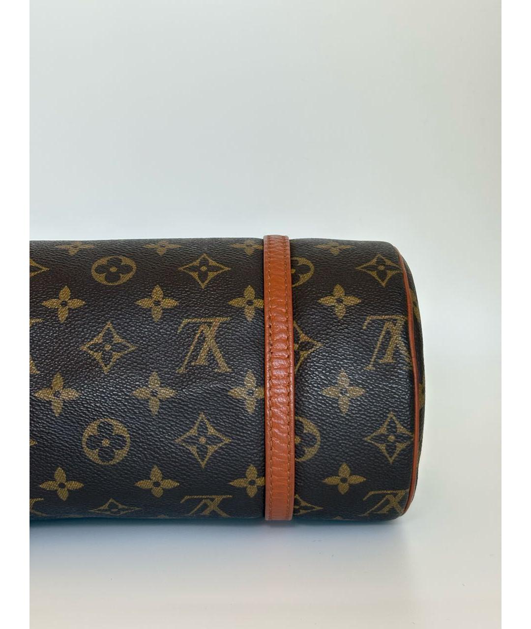 LOUIS VUITTON Коричневая кожаная сумка с короткими ручками, фото 7