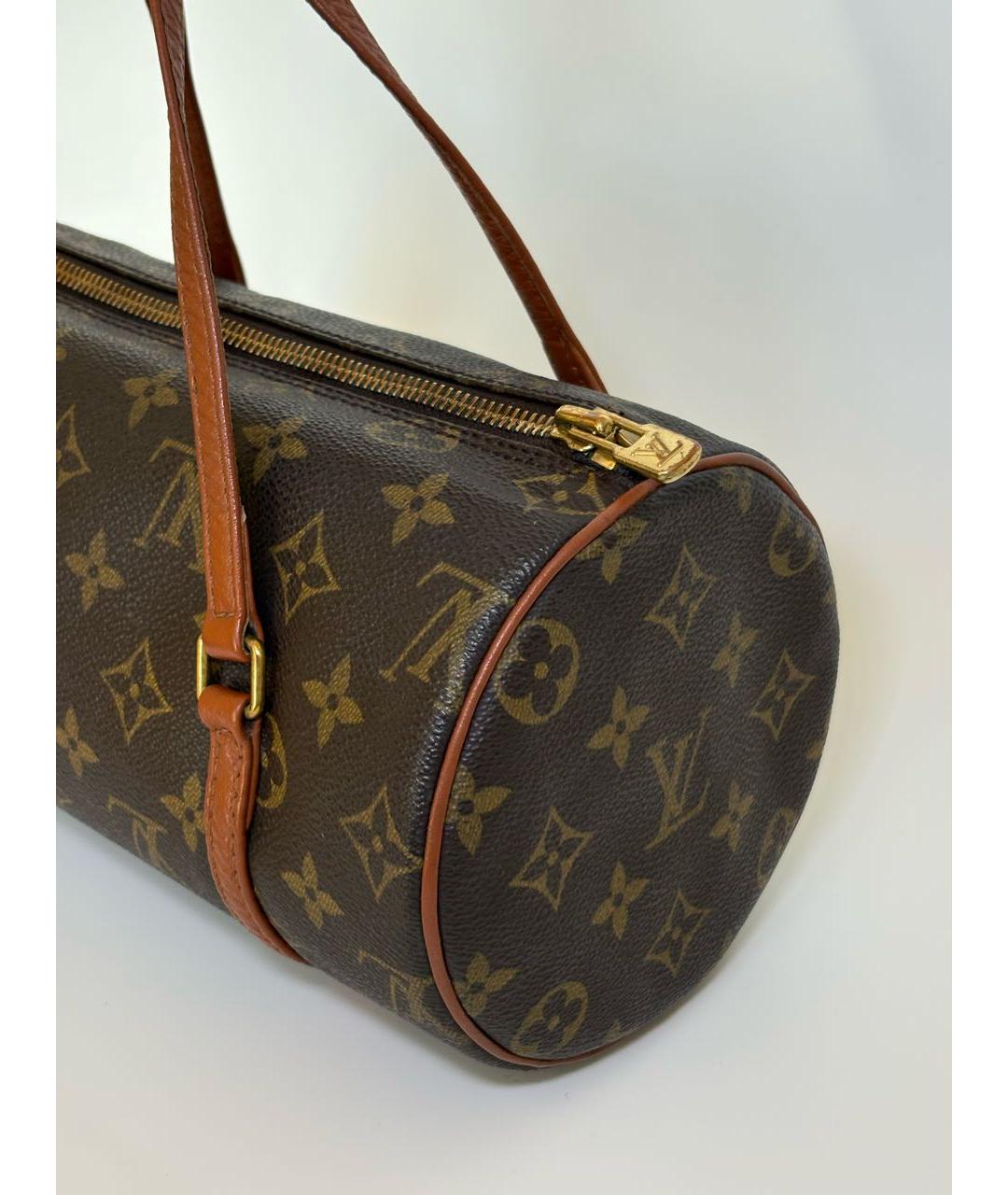 LOUIS VUITTON Коричневая кожаная сумка с короткими ручками, фото 5