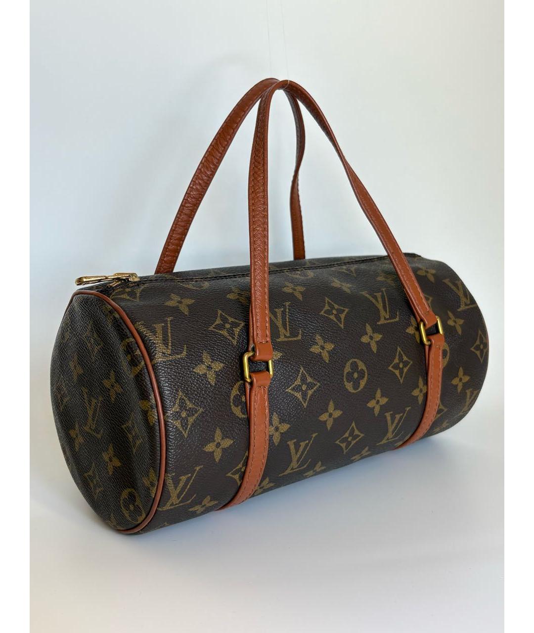 LOUIS VUITTON Коричневая кожаная сумка с короткими ручками, фото 3