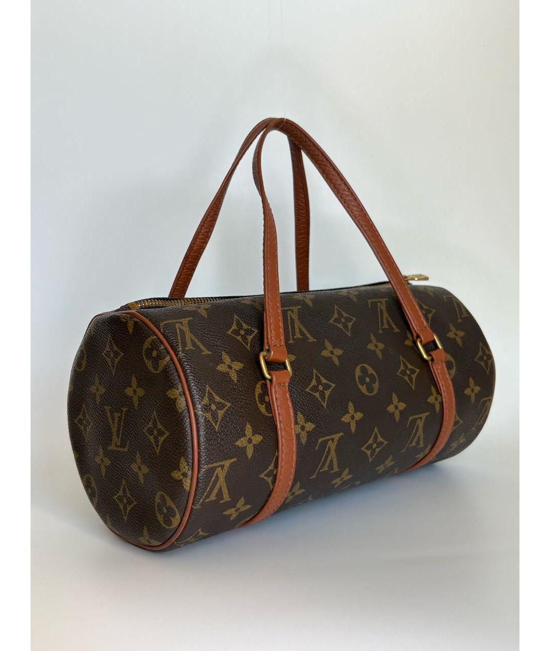 LOUIS VUITTON Коричневая кожаная сумка с короткими ручками, фото 2