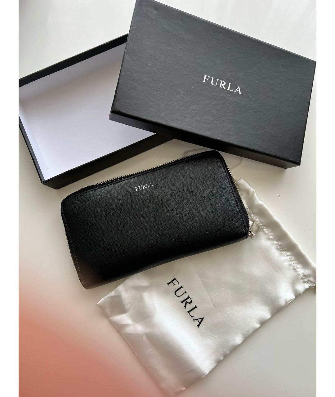 FURLA Черный кожаный кошелек, фото 2