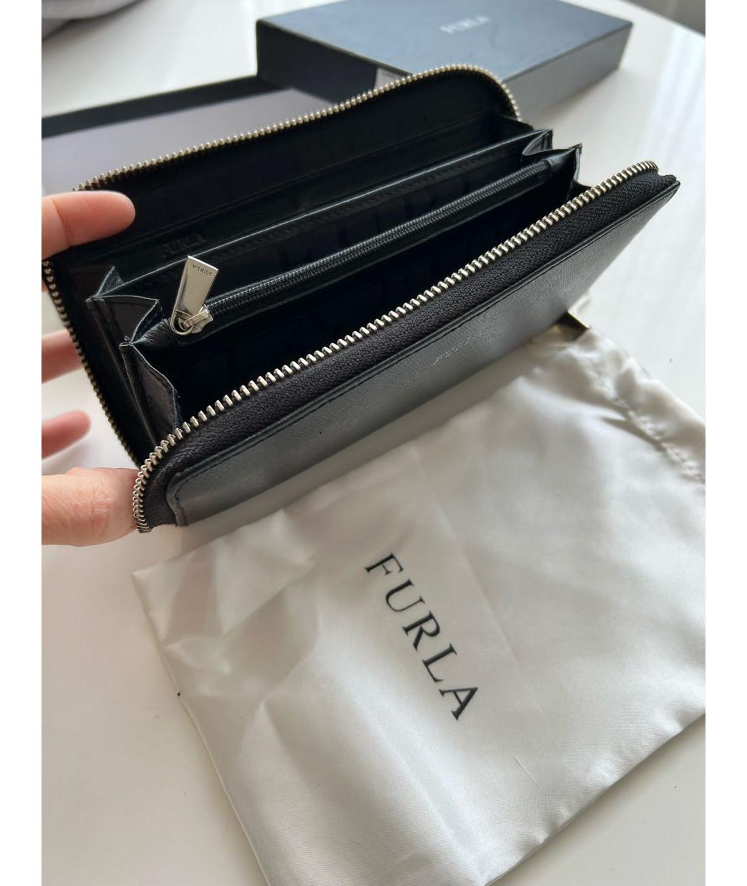 FURLA Черный кожаный кошелек, фото 3