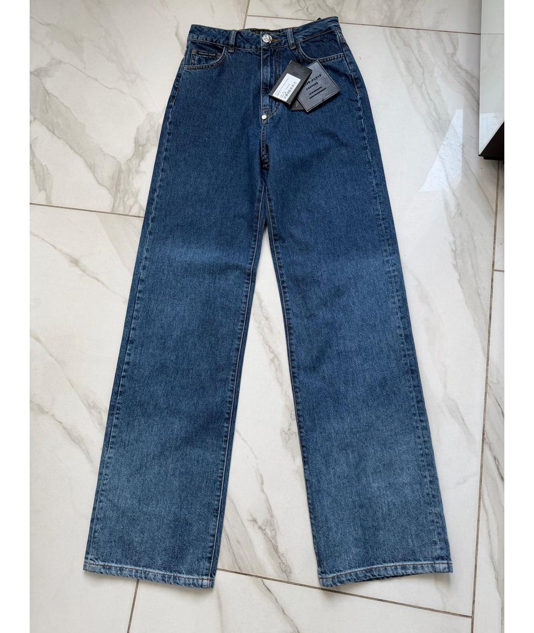 PHILIPP PLEIN Синие прямые джинсы, фото 5