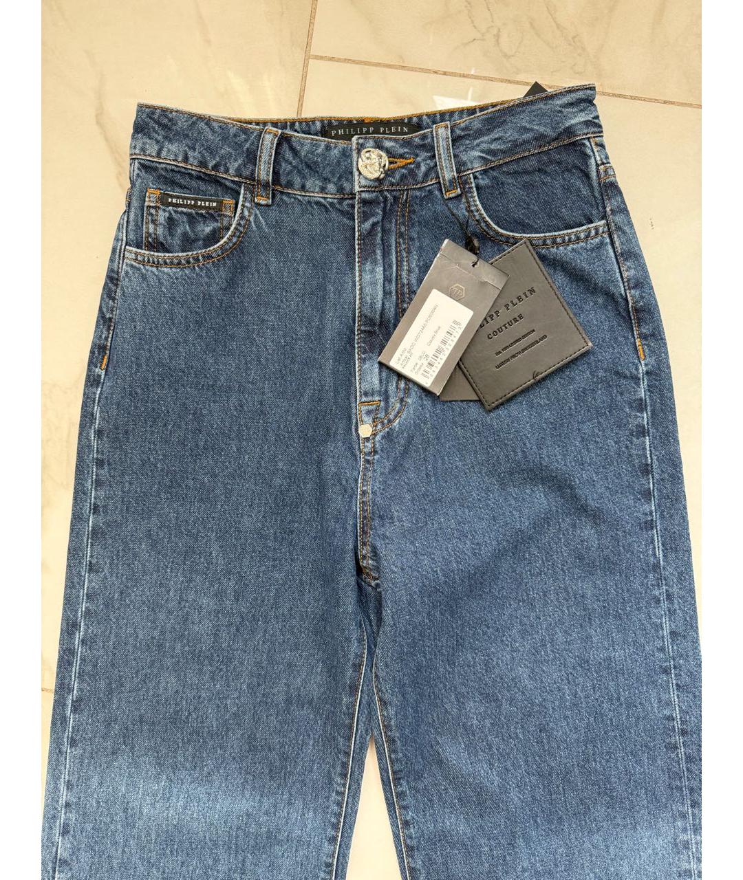 PHILIPP PLEIN Синие прямые джинсы, фото 4