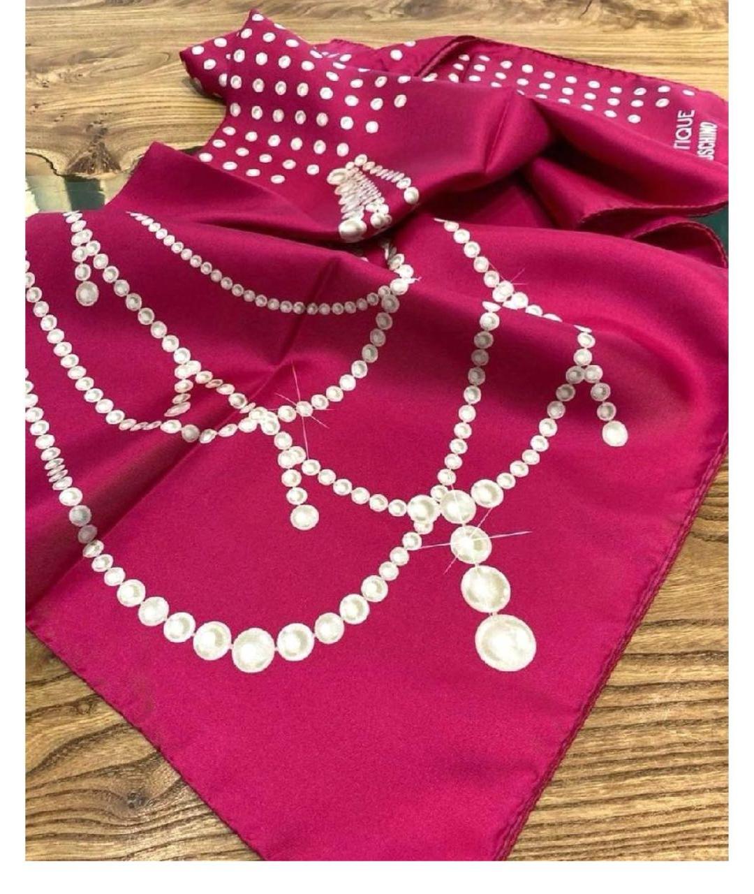 BOUTIQUE MOSCHINO Бордовый шелковый платок, фото 3