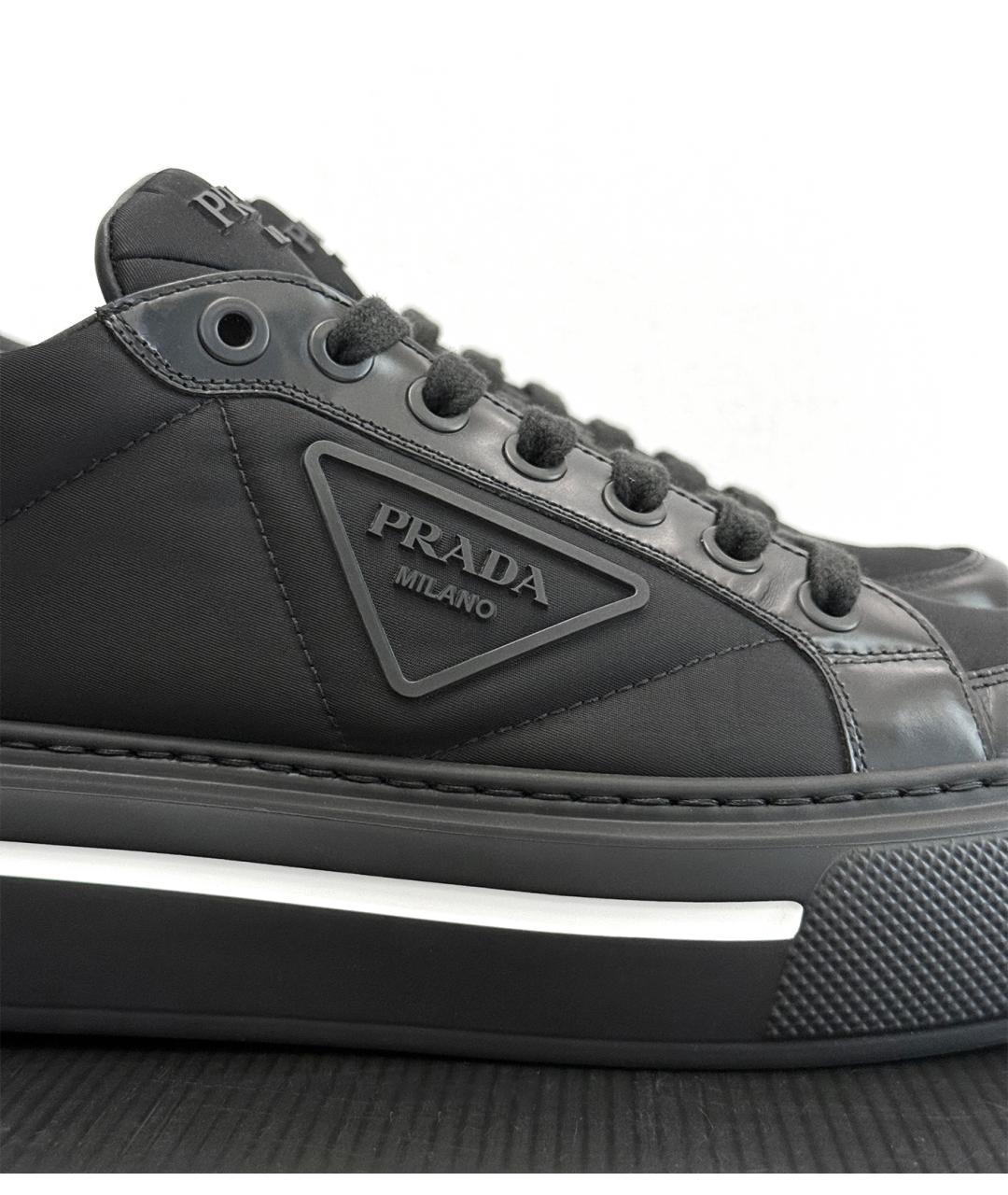 PRADA Черные кожаные низкие кроссовки / кеды, фото 7