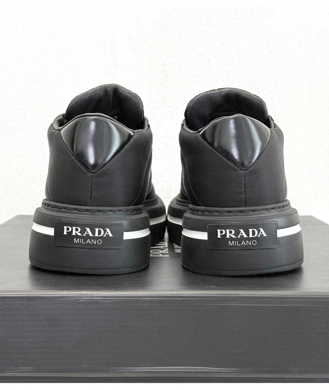 PRADA Черные кожаные низкие кроссовки / кеды, фото 5