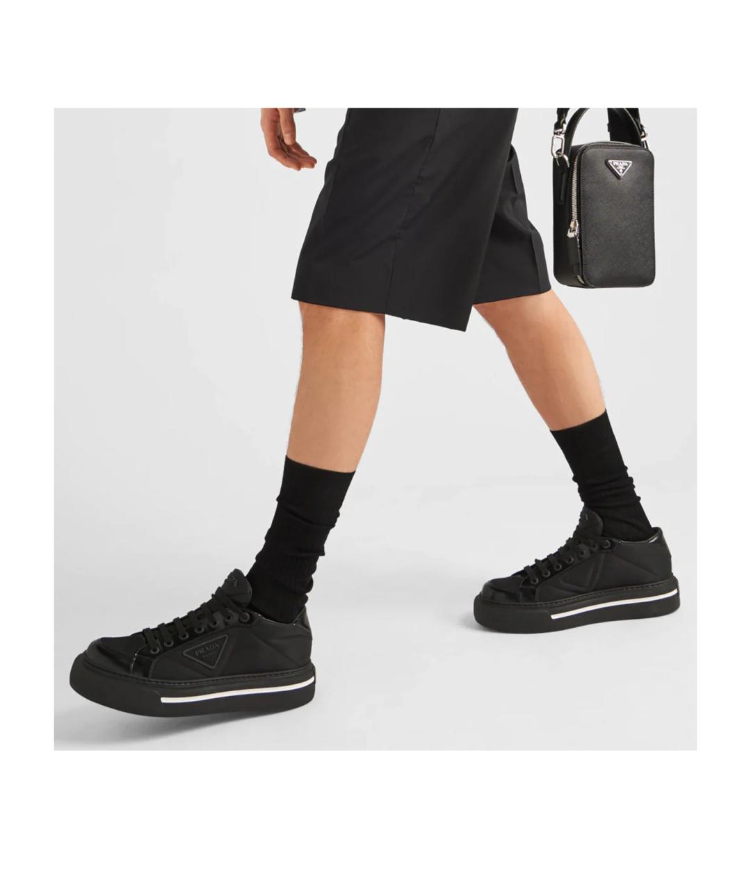 PRADA Черные кожаные низкие кроссовки / кеды, фото 9