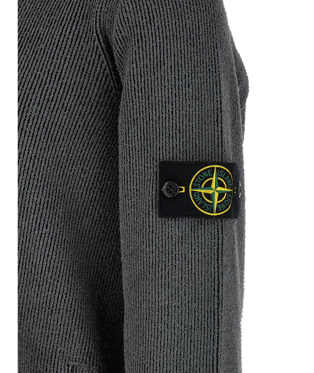 STONE ISLAND Серый хлопковый кардиган, фото 5