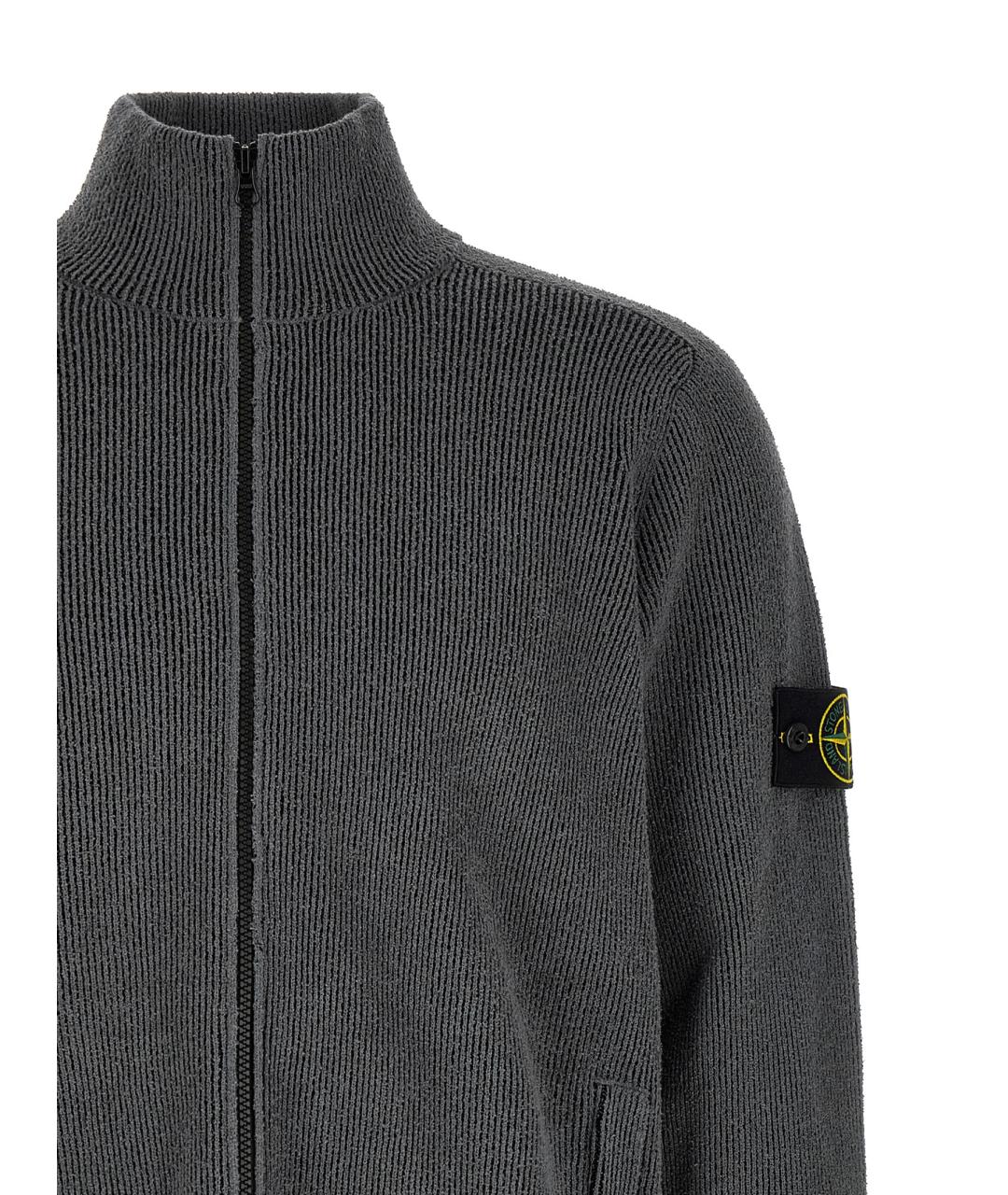 STONE ISLAND Серый хлопковый кардиган, фото 3