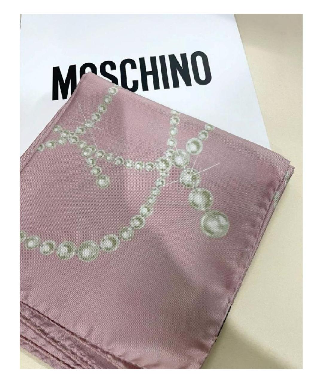 BOUTIQUE MOSCHINO Розовый шелковый платок, фото 2