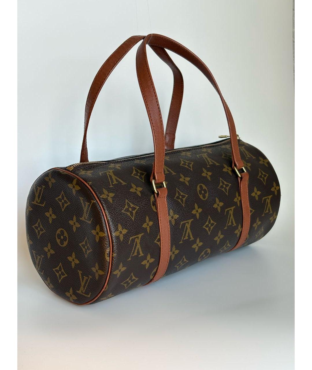 LOUIS VUITTON Коричневая кожаная сумка с короткими ручками, фото 3