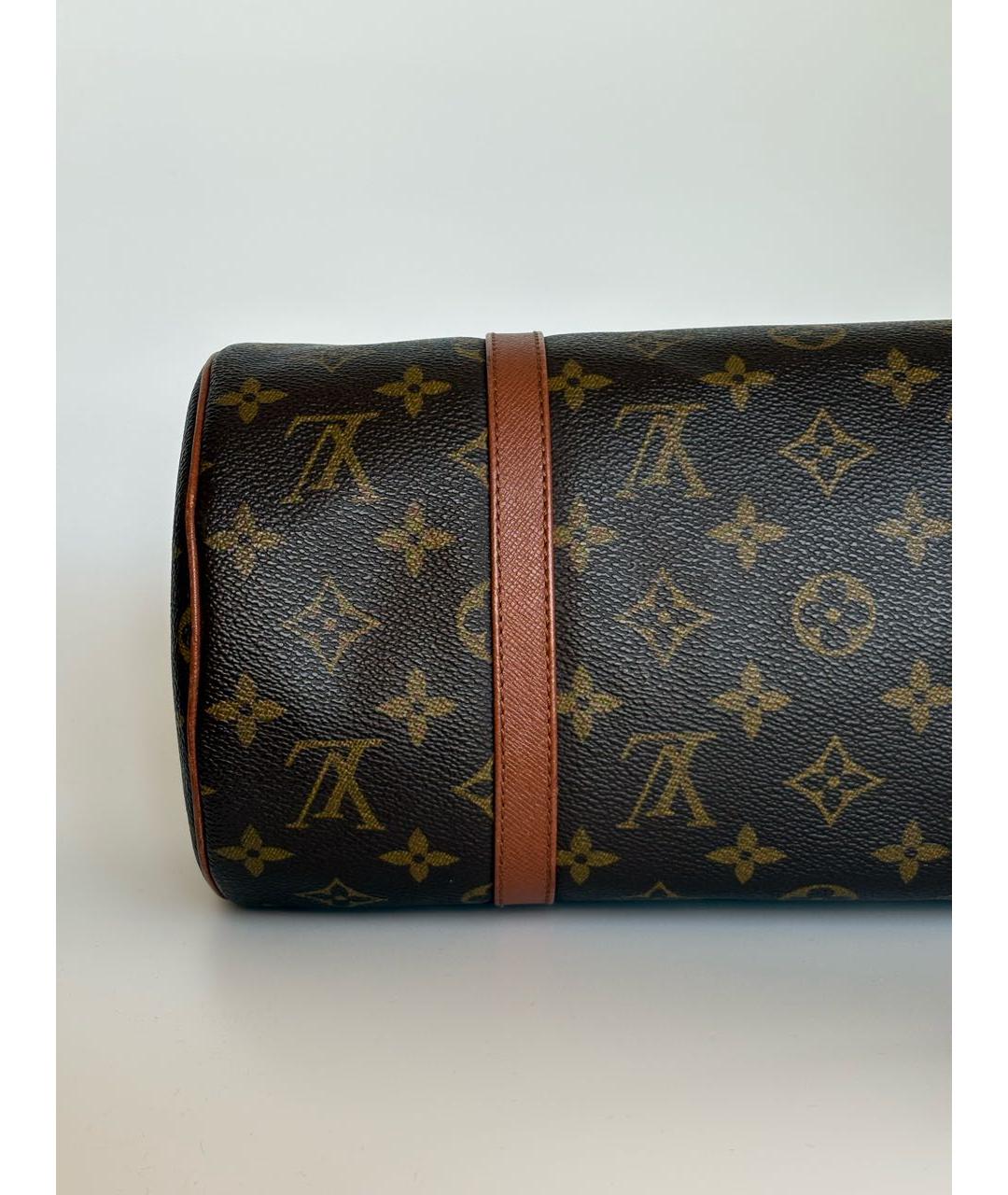 LOUIS VUITTON Коричневая кожаная сумка с короткими ручками, фото 6