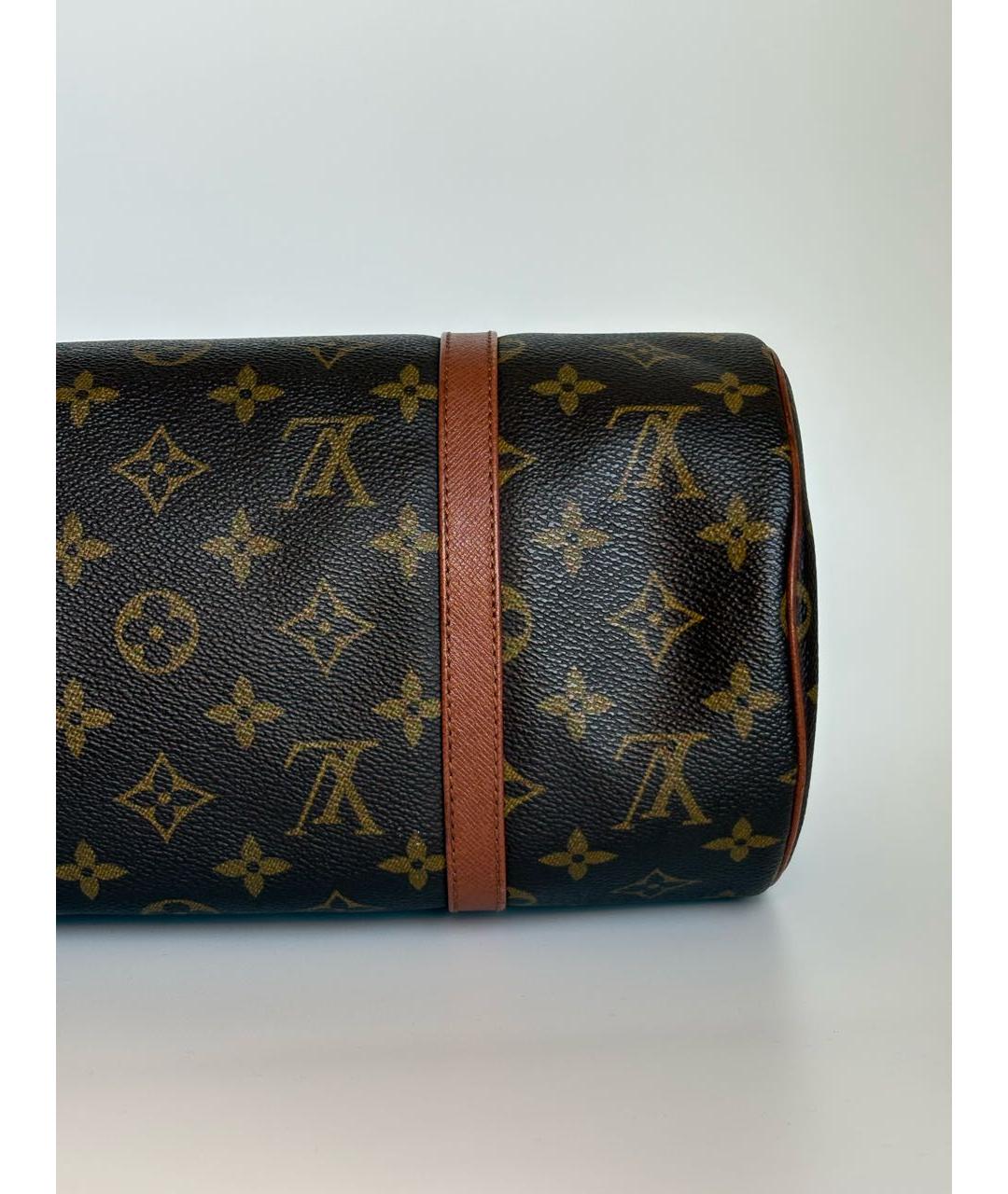 LOUIS VUITTON Коричневая кожаная сумка с короткими ручками, фото 7