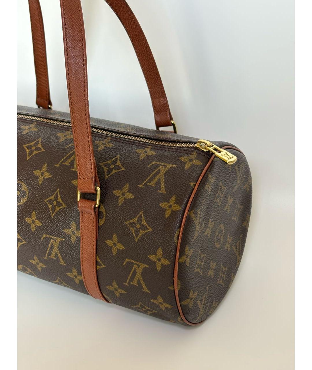 LOUIS VUITTON Коричневая кожаная сумка с короткими ручками, фото 4