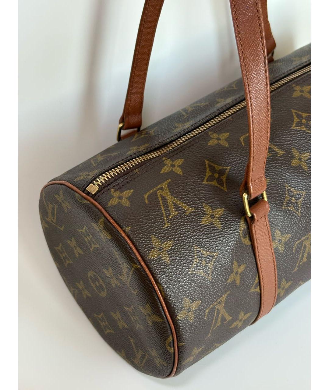 LOUIS VUITTON Коричневая кожаная сумка с короткими ручками, фото 5