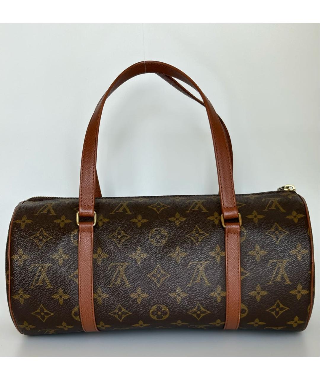 LOUIS VUITTON Коричневая кожаная сумка с короткими ручками, фото 9