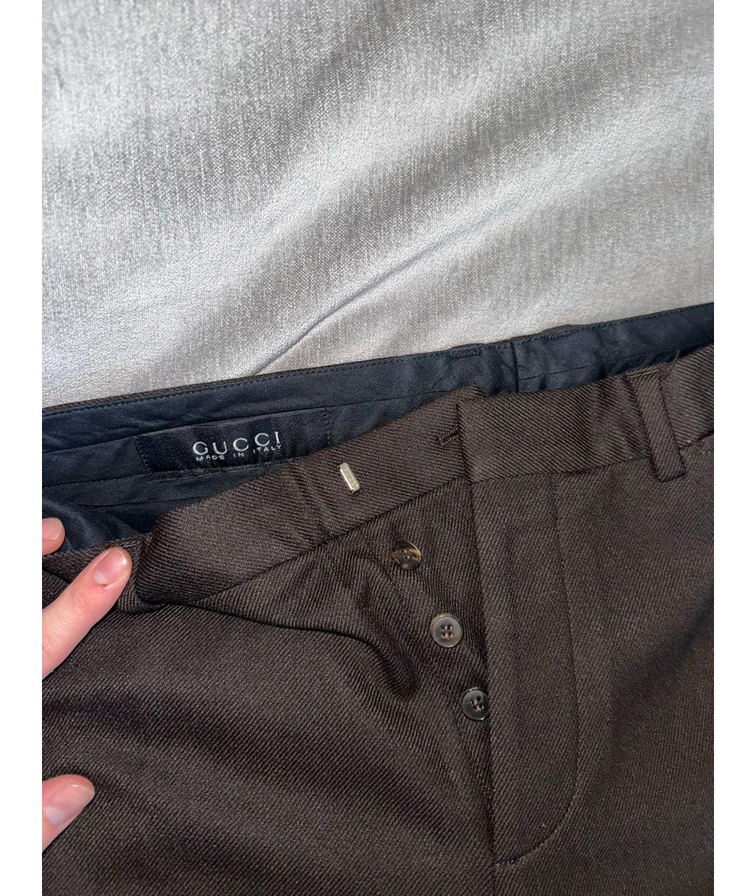 GUCCI Коричневые классические брюки, фото 2