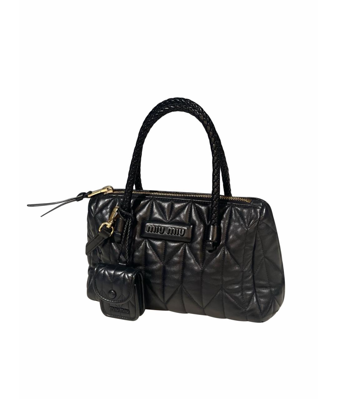 MIU MIU Черная кожаная сумка тоут, фото 1