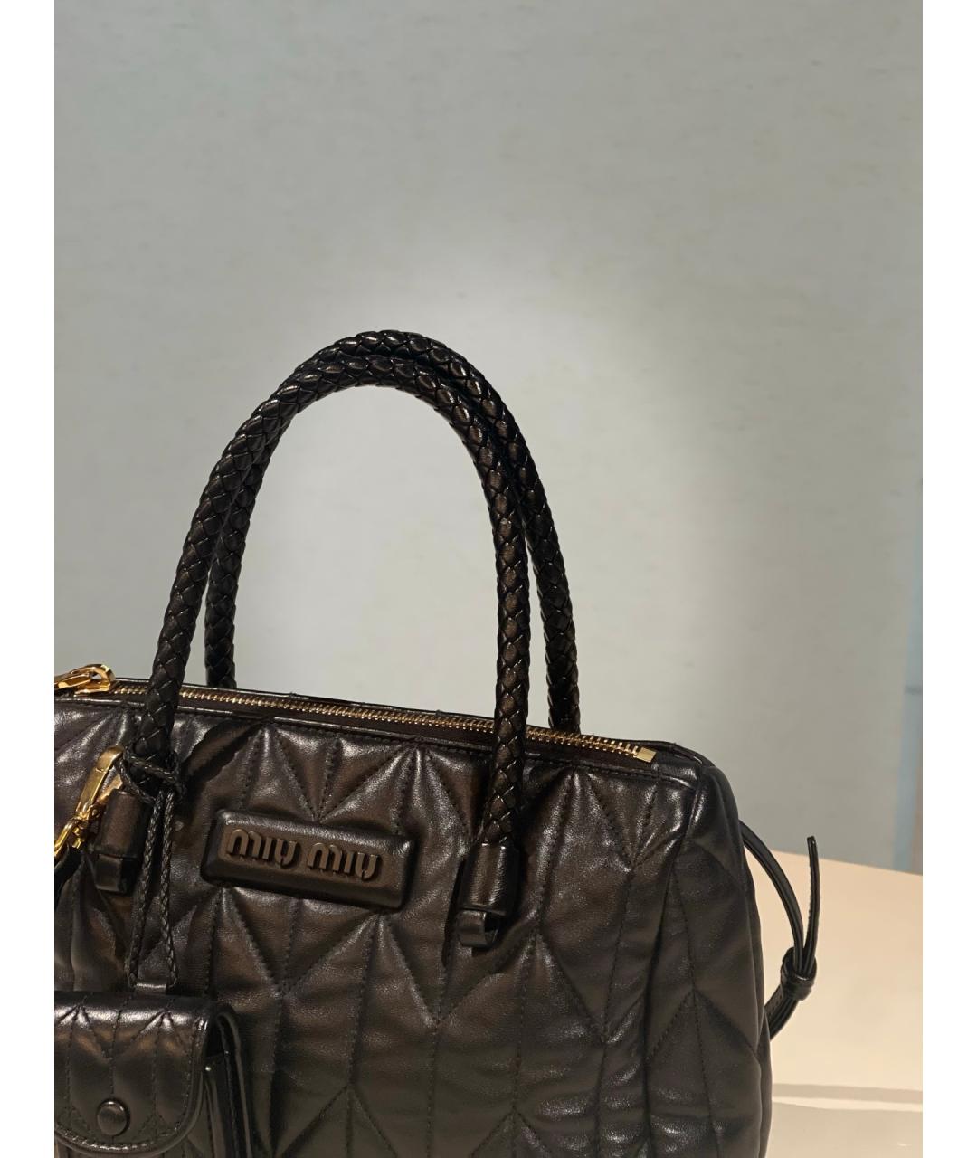 MIU MIU Черная кожаная сумка тоут, фото 7
