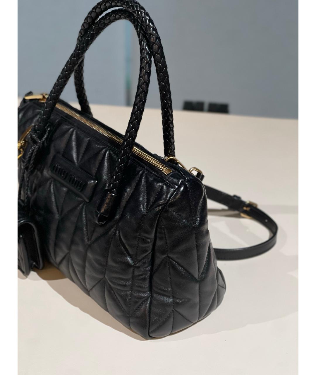 MIU MIU Черная кожаная сумка тоут, фото 9