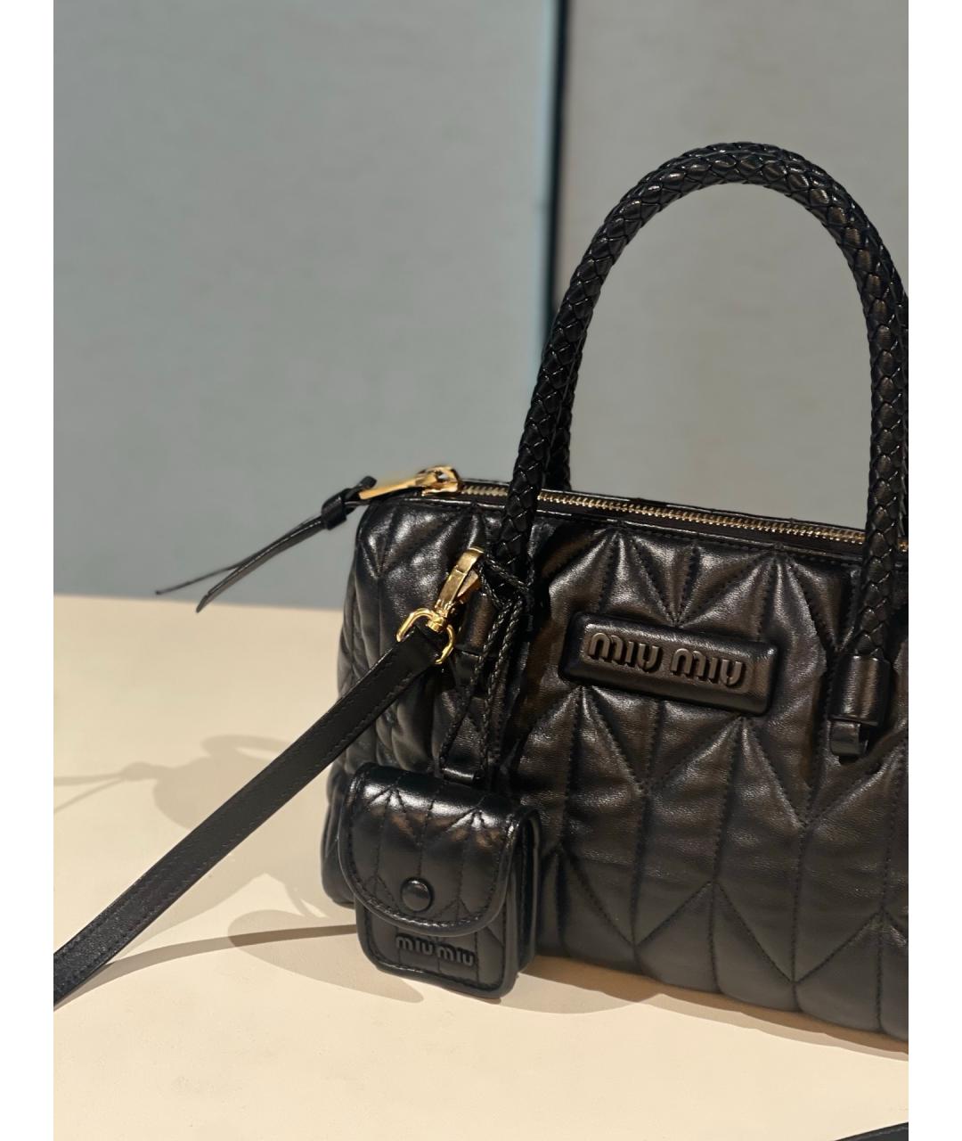 MIU MIU Черная кожаная сумка тоут, фото 3