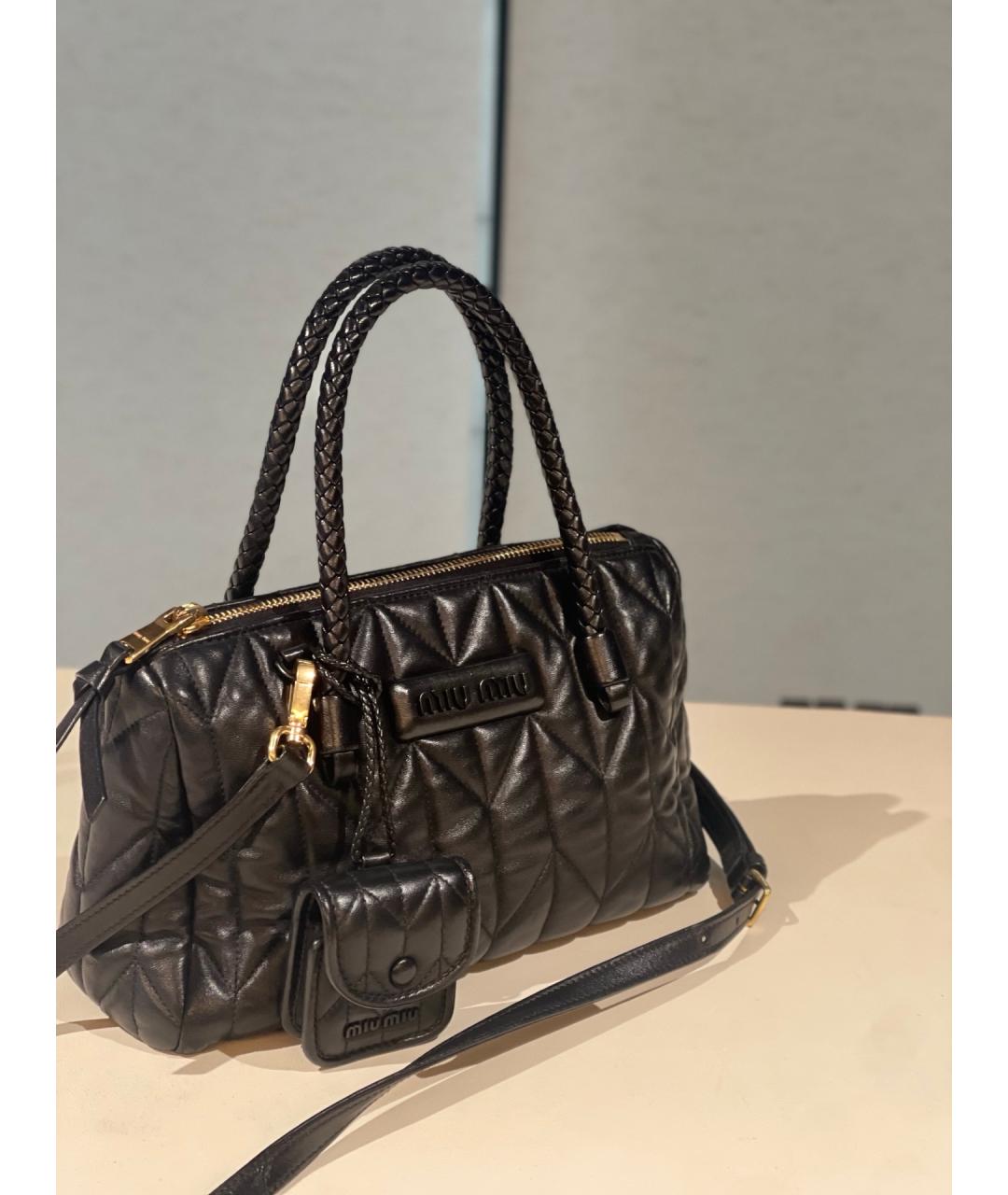 MIU MIU Черная кожаная сумка тоут, фото 2