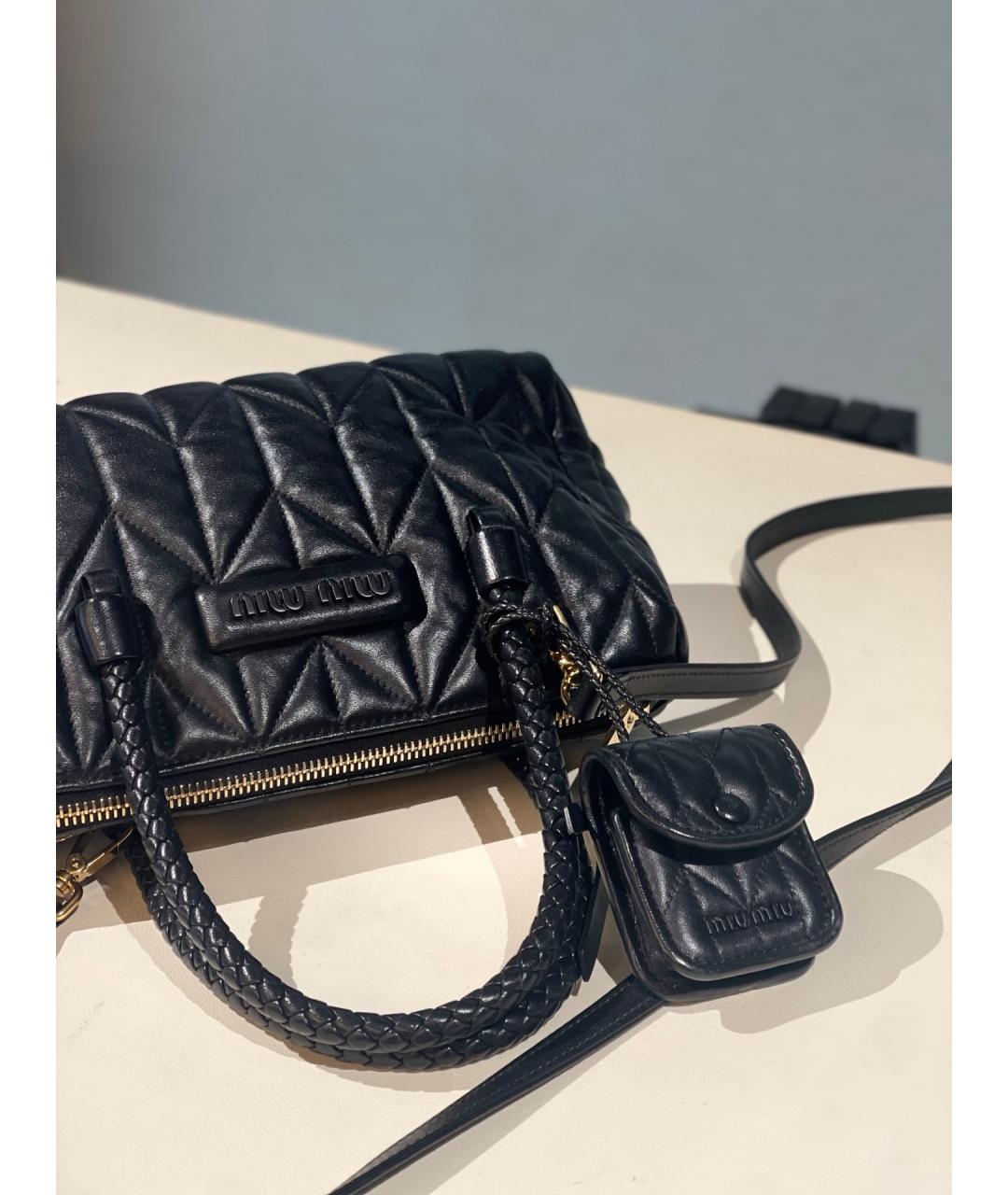 MIU MIU Черная кожаная сумка тоут, фото 6