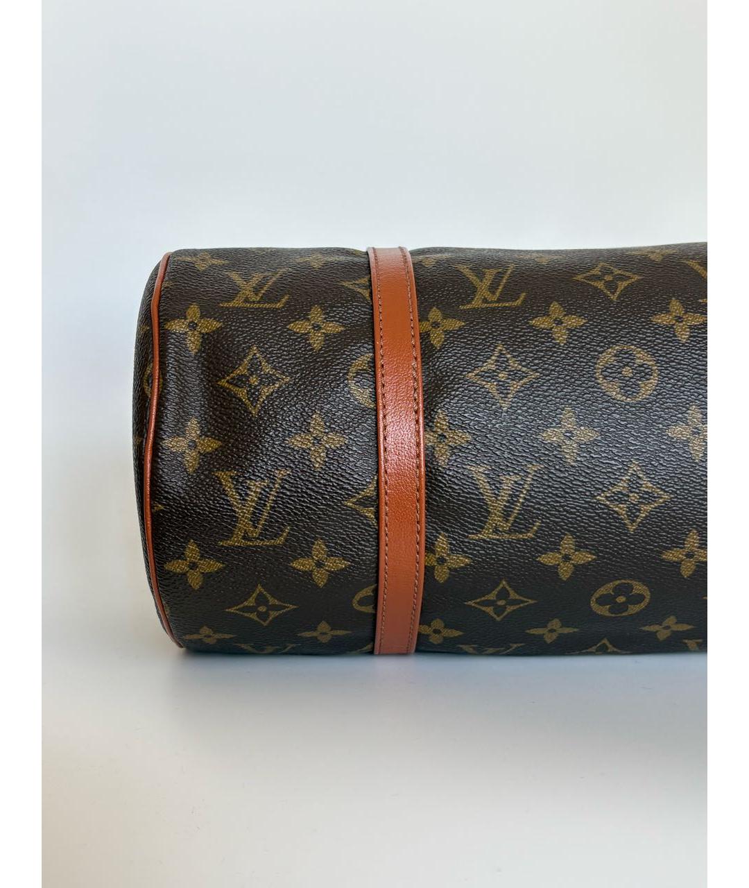 LOUIS VUITTON Коричневая кожаная сумка с короткими ручками, фото 6