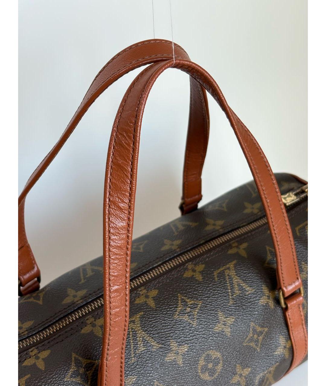 LOUIS VUITTON Коричневая кожаная сумка с короткими ручками, фото 5