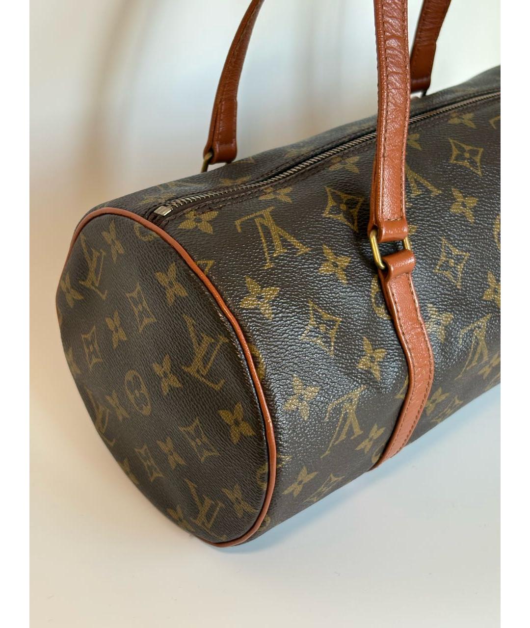 LOUIS VUITTON Коричневая кожаная сумка с короткими ручками, фото 4