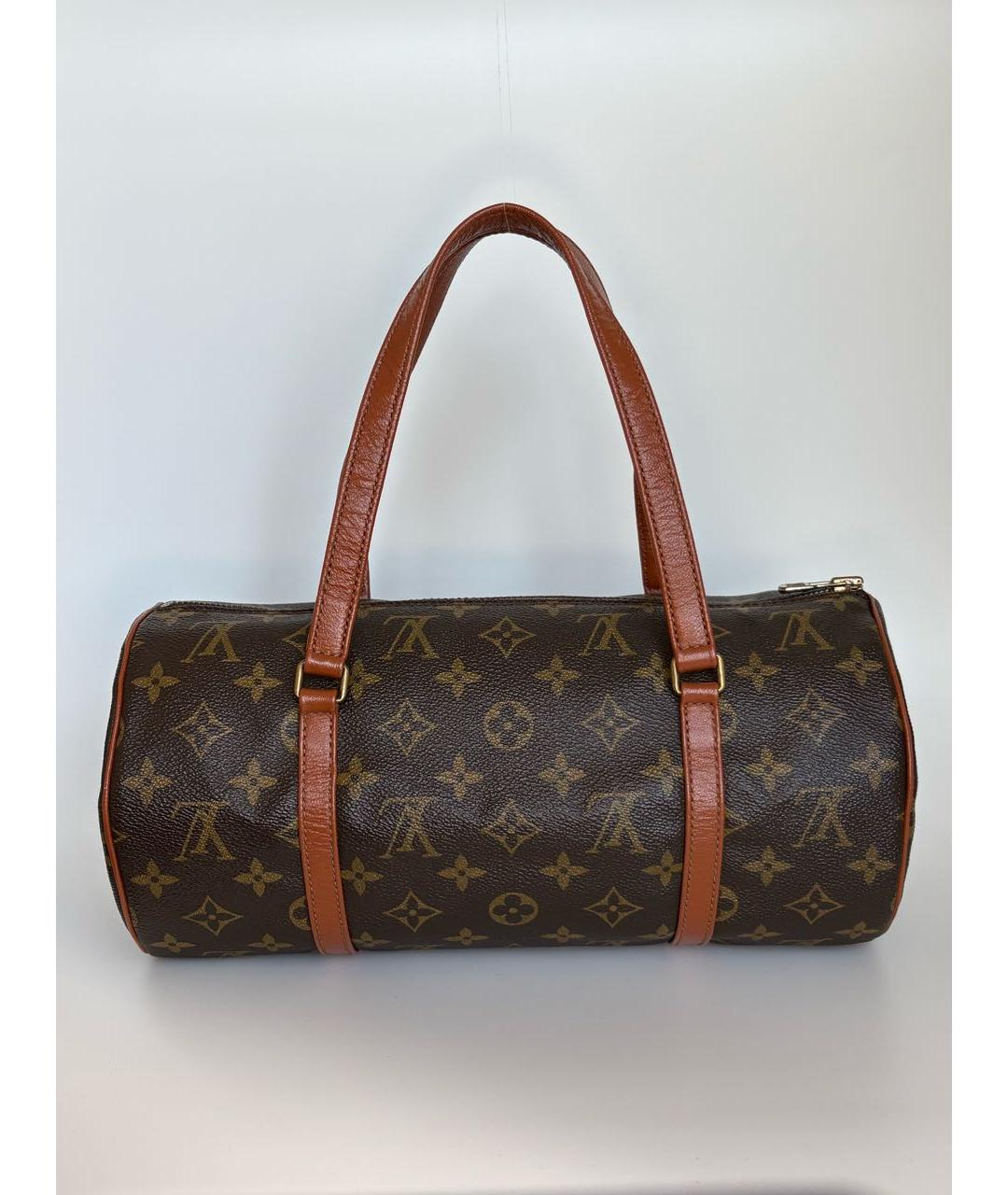 LOUIS VUITTON Коричневая кожаная сумка с короткими ручками, фото 9