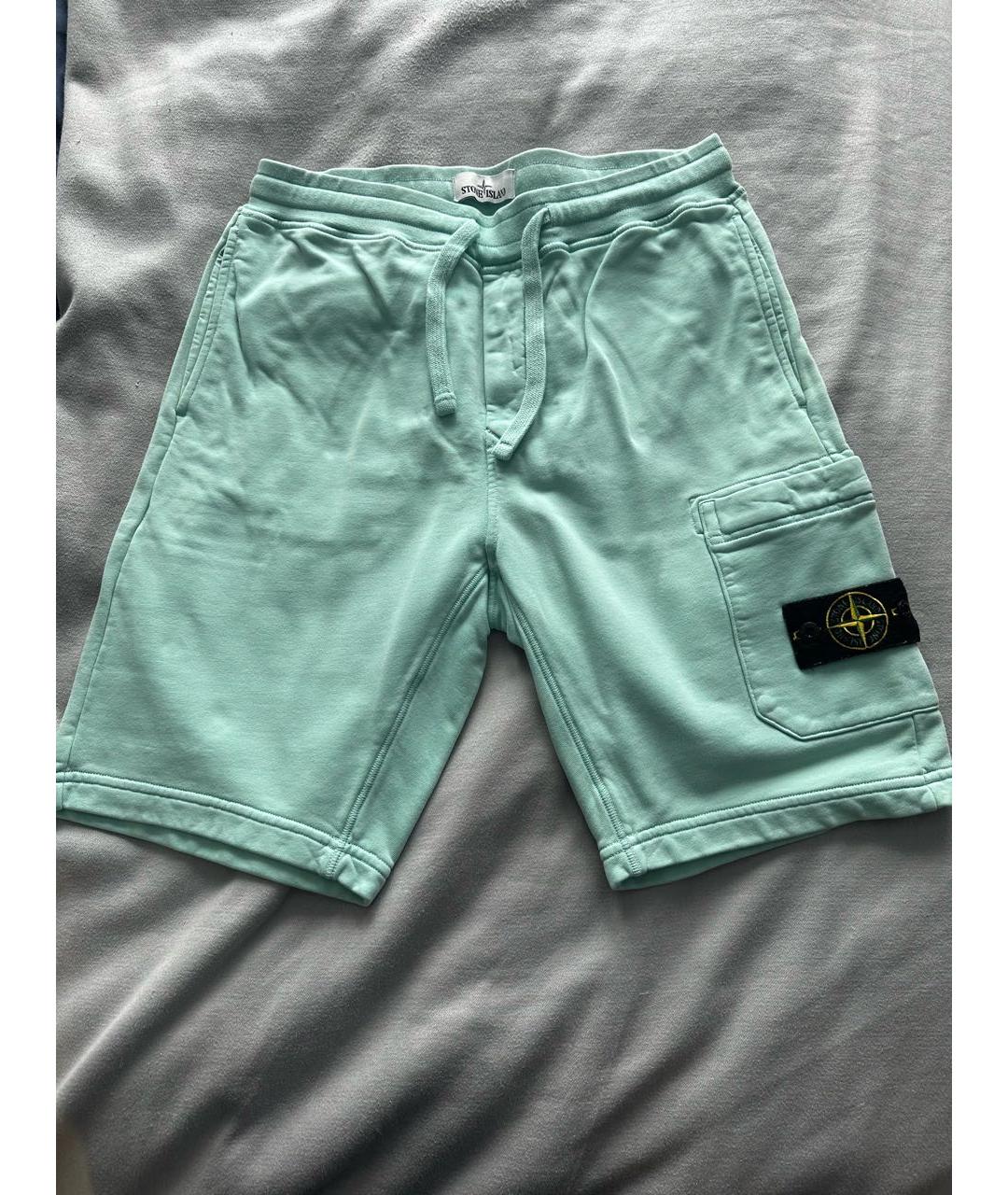 STONE ISLAND Зеленые хлопковые шорты, фото 4