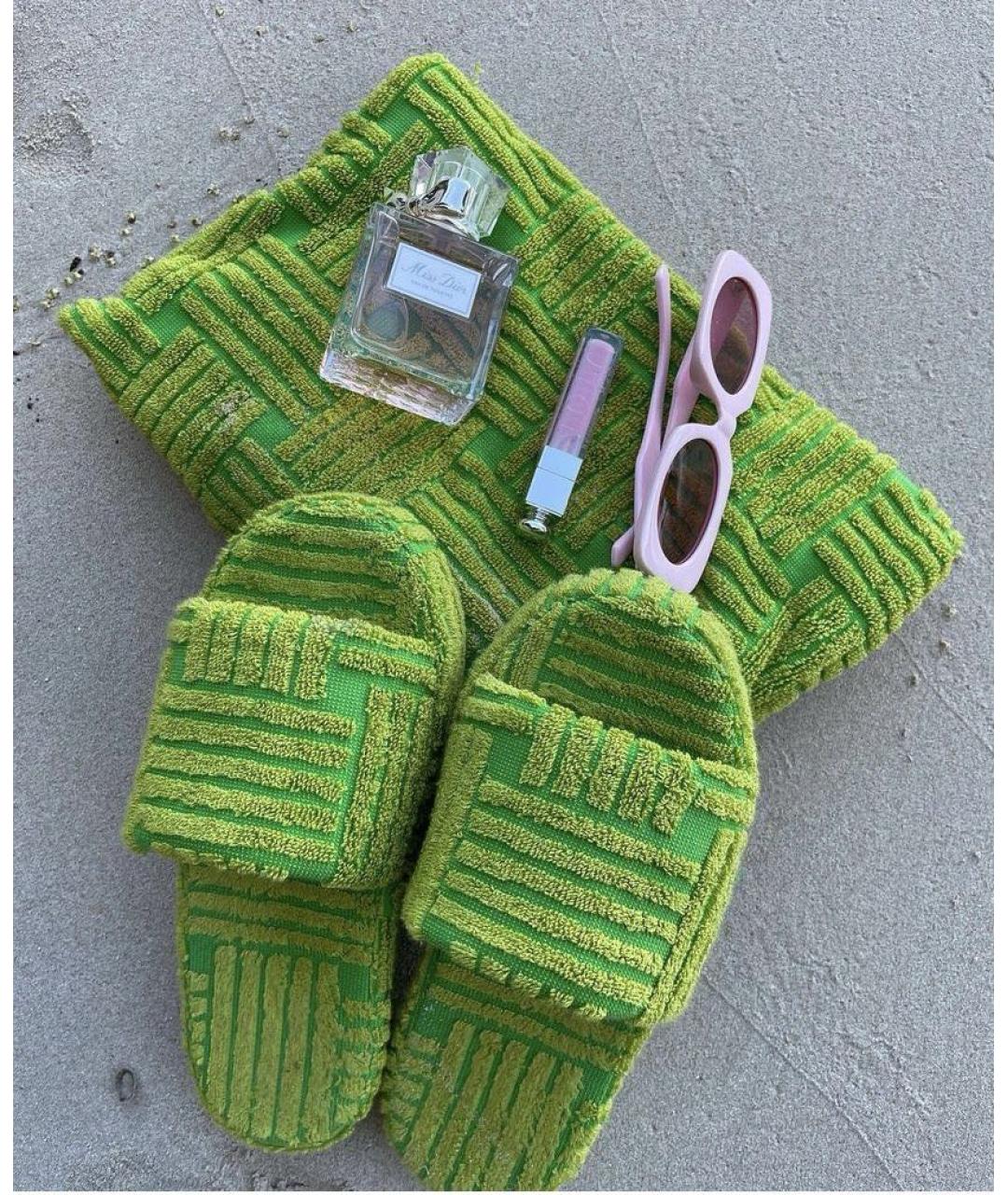 BOTTEGA VENETA Желтые текстильные шлепанцы, фото 8