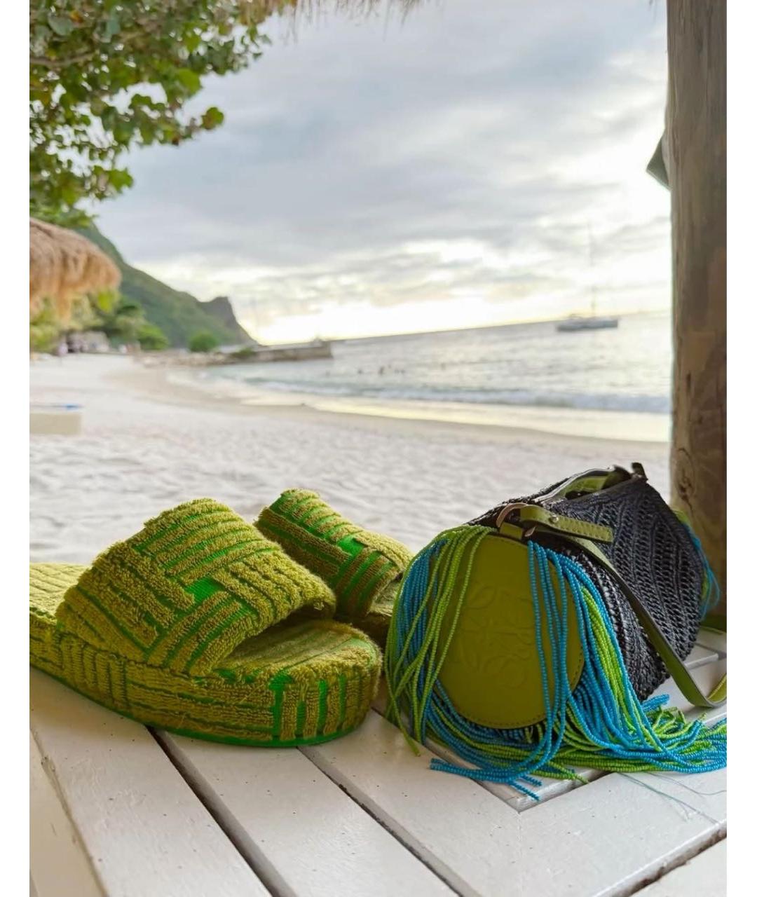 BOTTEGA VENETA Желтые текстильные шлепанцы, фото 6