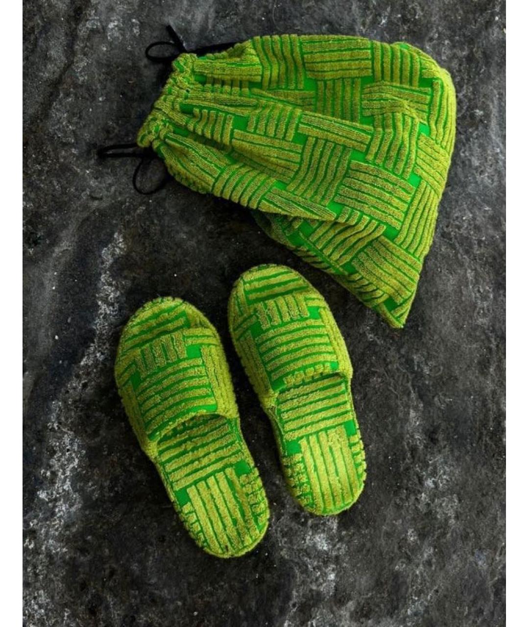 BOTTEGA VENETA Желтые текстильные шлепанцы, фото 4