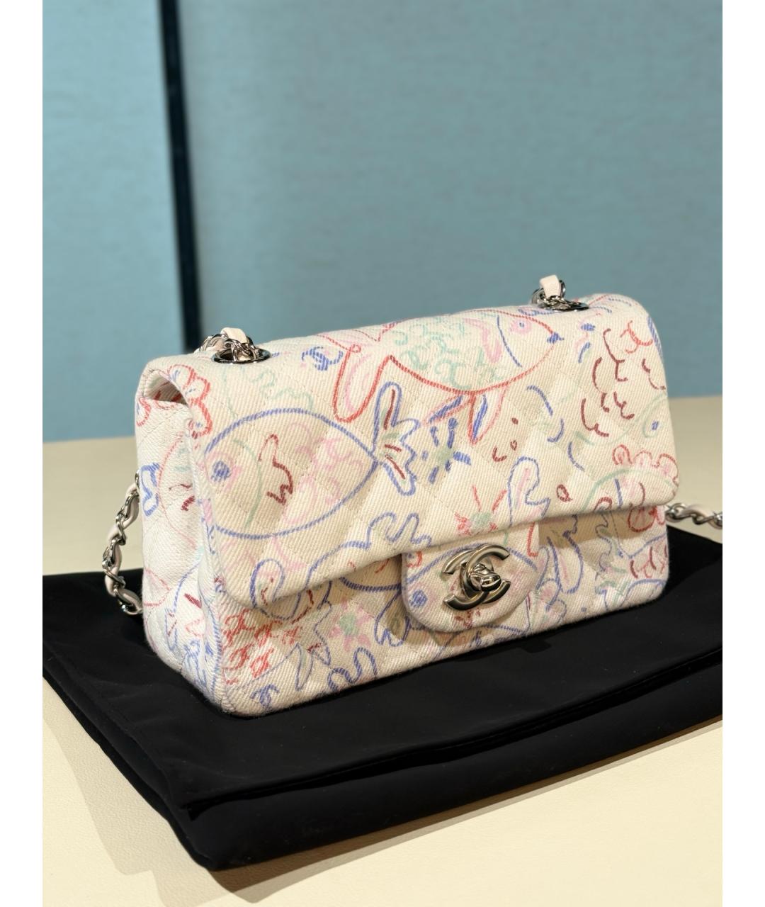 CHANEL Белая деним сумка через плечо, фото 2