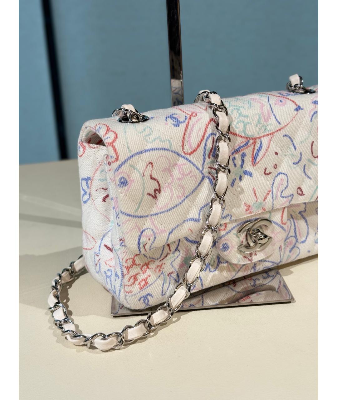 CHANEL Белая деним сумка через плечо, фото 4