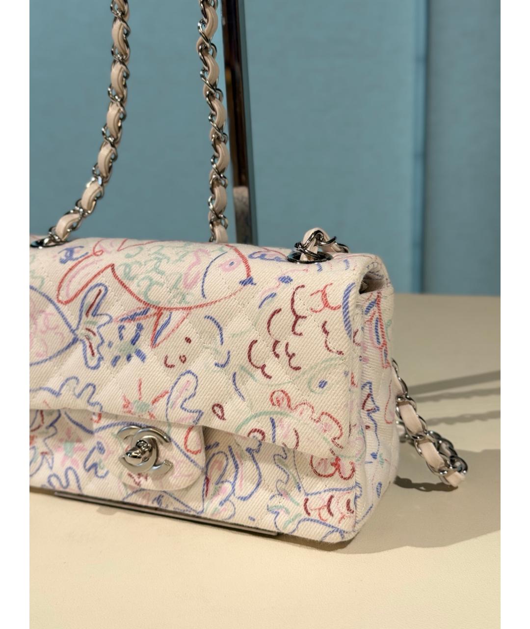 CHANEL Белая деним сумка через плечо, фото 3