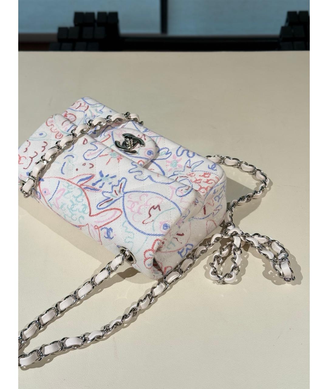 CHANEL Белая деним сумка через плечо, фото 8