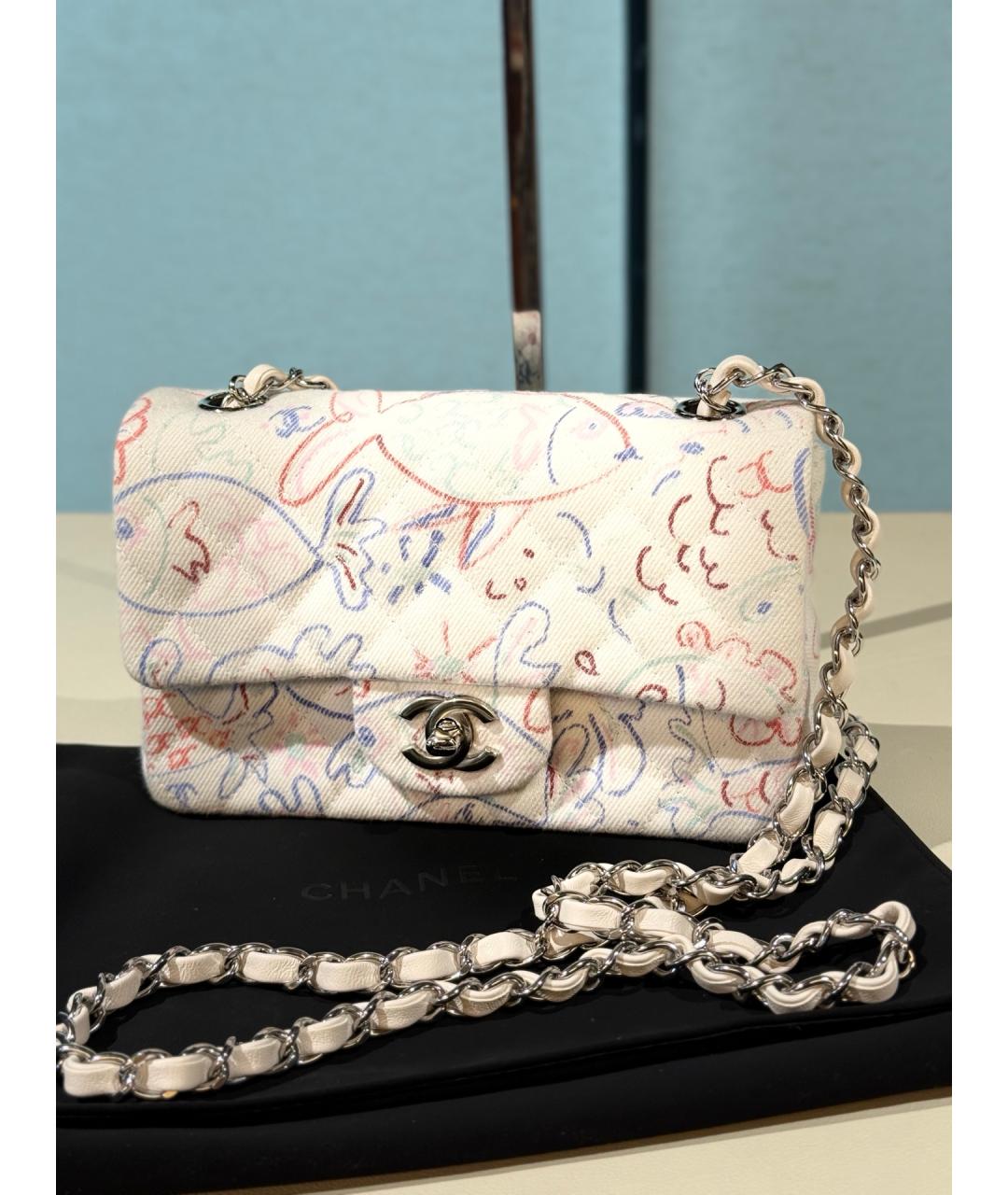 CHANEL Белая деним сумка через плечо, фото 10