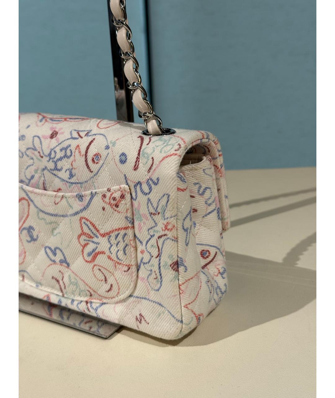 CHANEL Белая деним сумка через плечо, фото 6