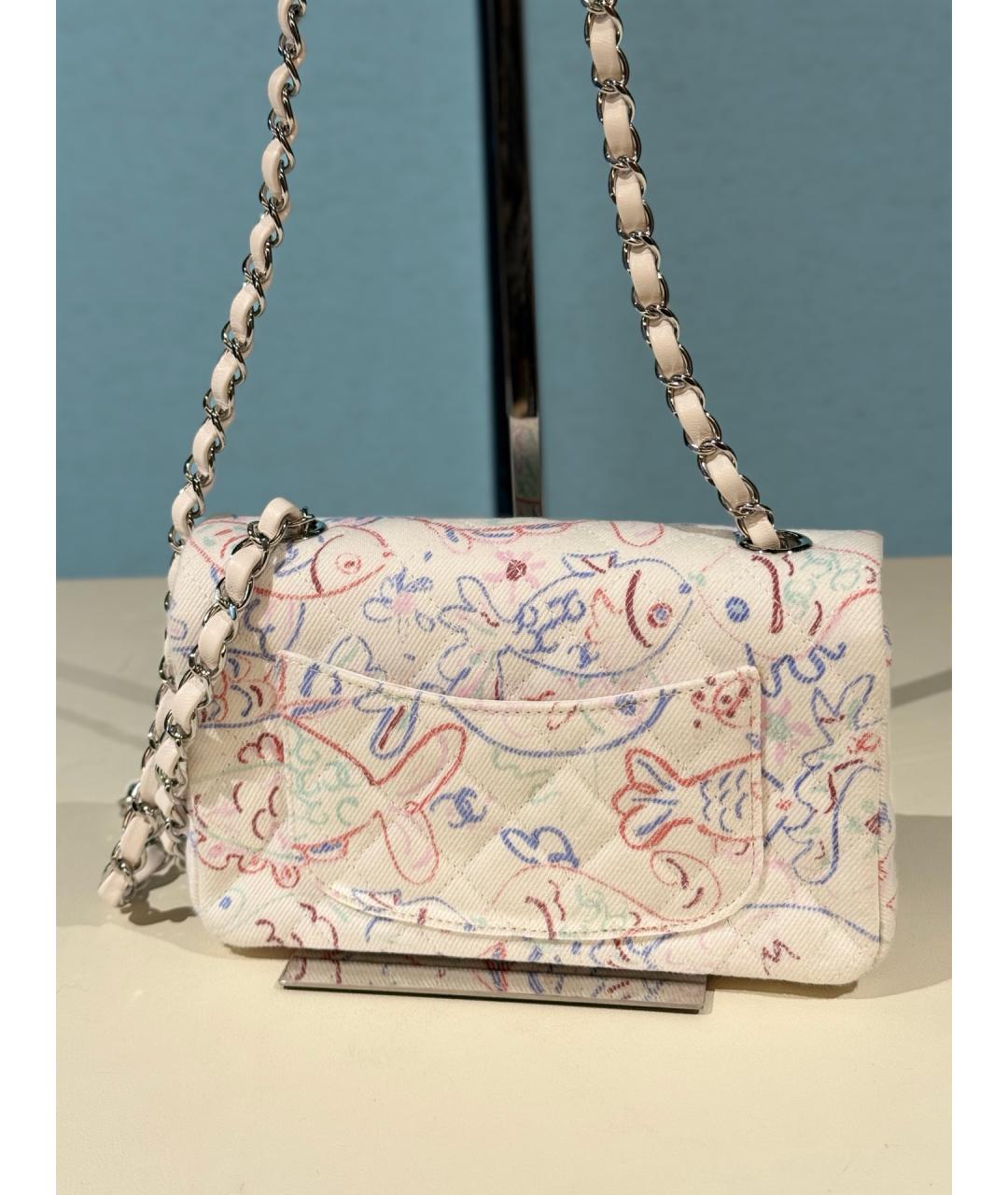 CHANEL Белая деним сумка через плечо, фото 5